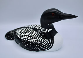 hand carved medium sized loon wood carving