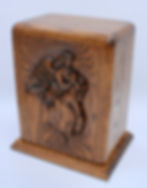 carved angel cremation urn side view