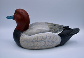 redhead carved duck decoy
