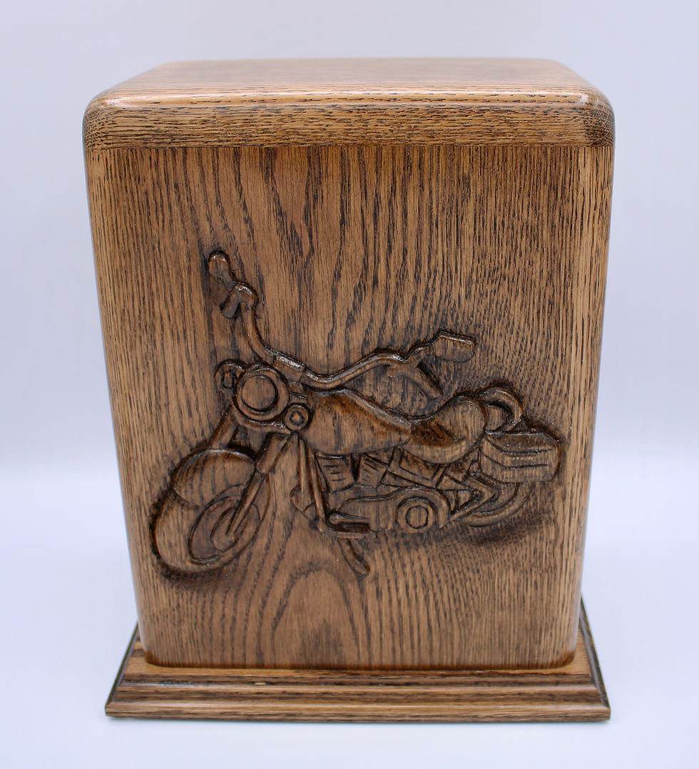 Miniaturbild: front top view of Harley Davidson cremation urn