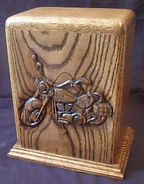 Harley Davidson Motorcycle carved funeral urn