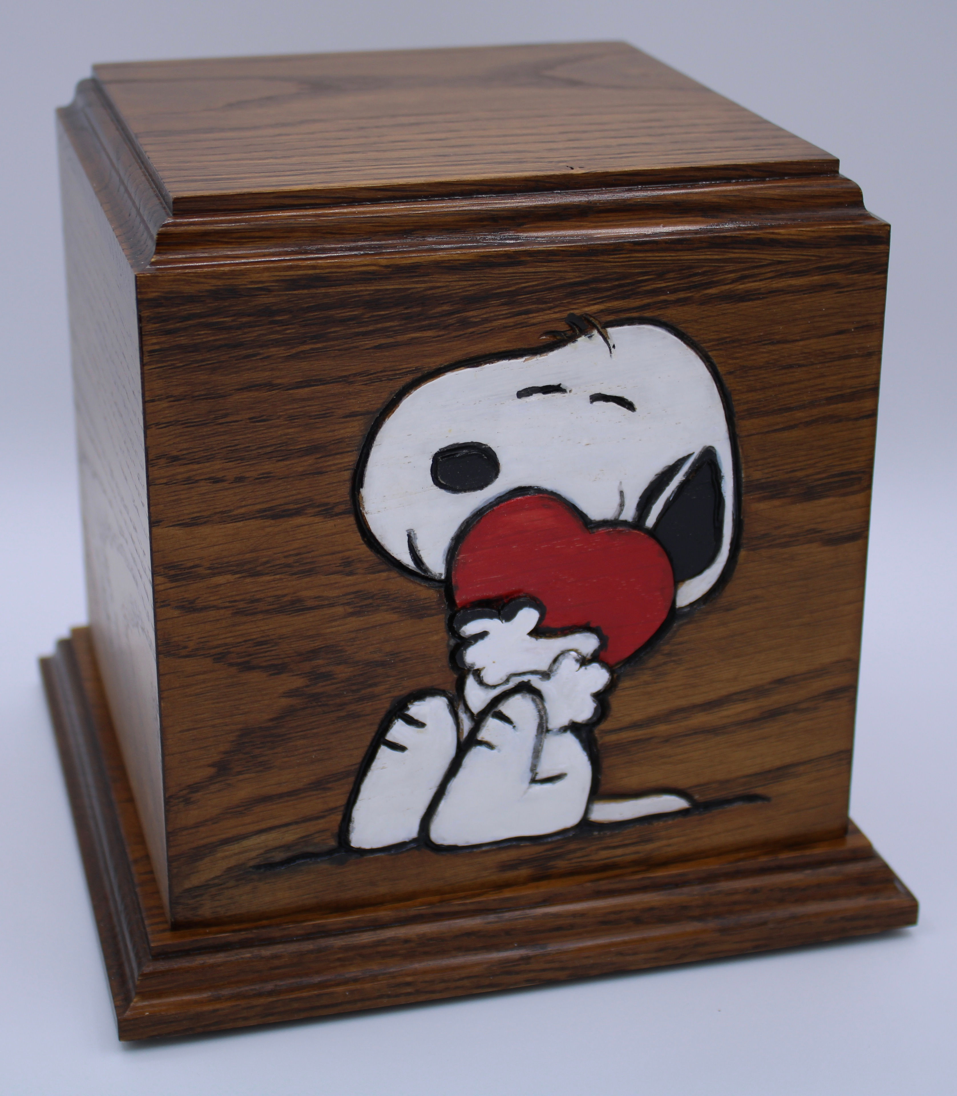 snoopy pet urn front view side