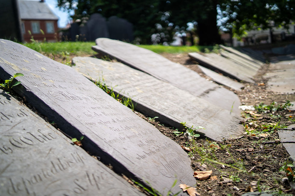 Antique gravestones dating back to the 16th century.