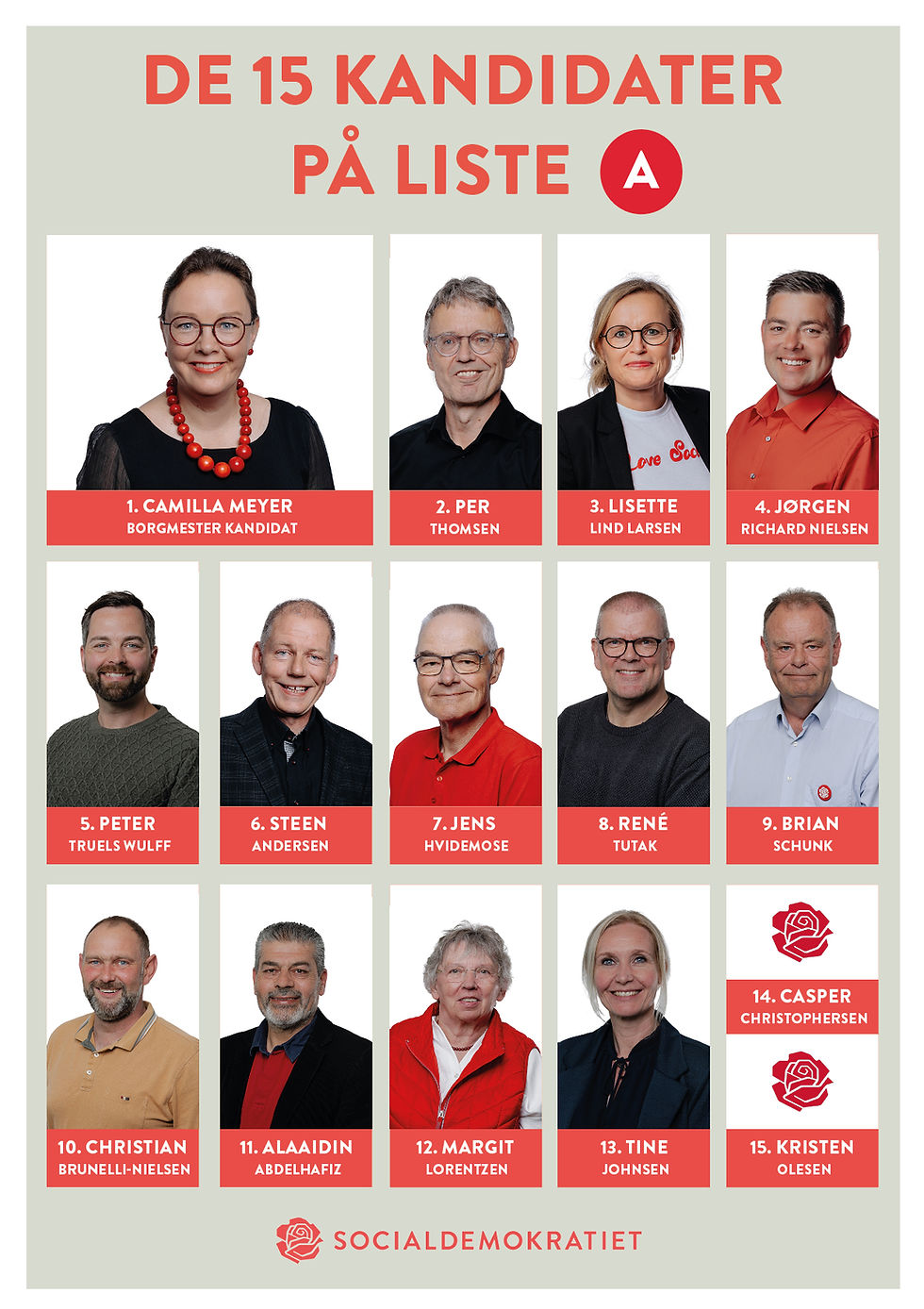 Kandidatlisten for Socialdemokraterne i Faxe Kommune til Kommunalvalget 2025