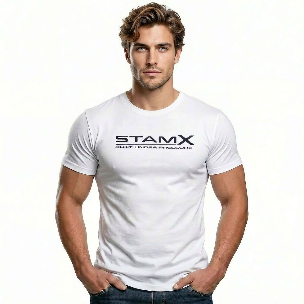 Miniaturbild: Mann im weißen Stamx Cotton Shirt