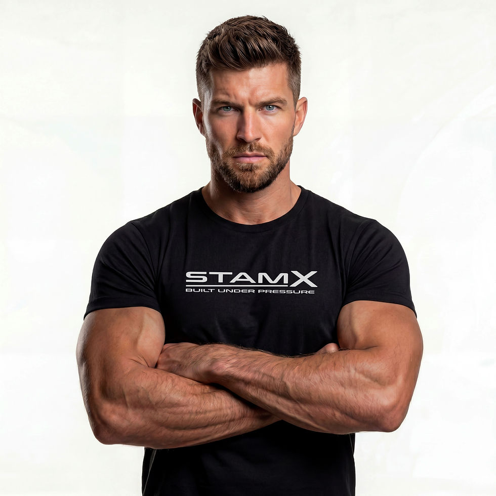 Miniaturbild: Mann im schwarzen Stamx Build UNDER PRESSURE Cotton T-Shirt