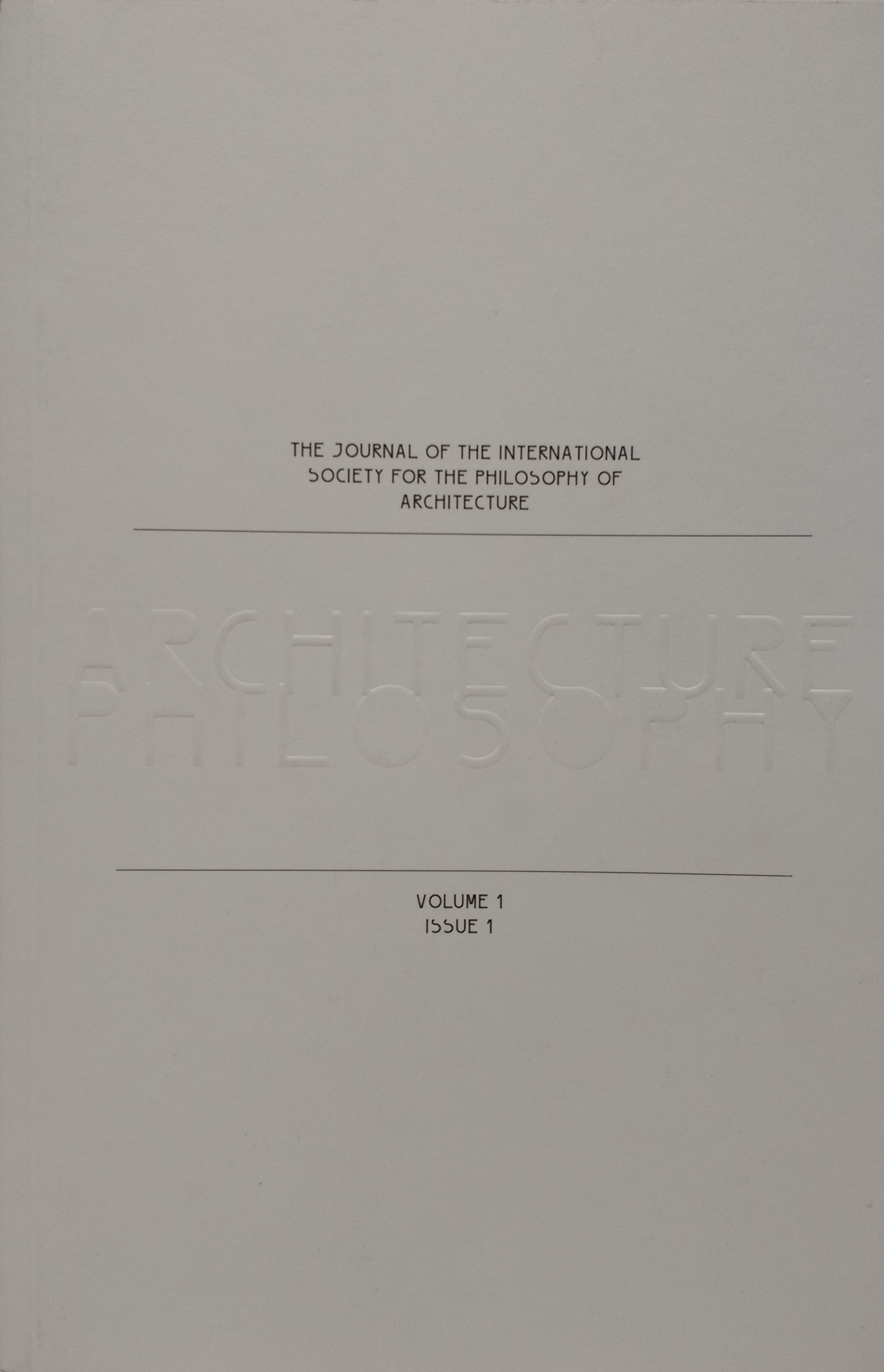 Volume 1, Number 1 - Full issue