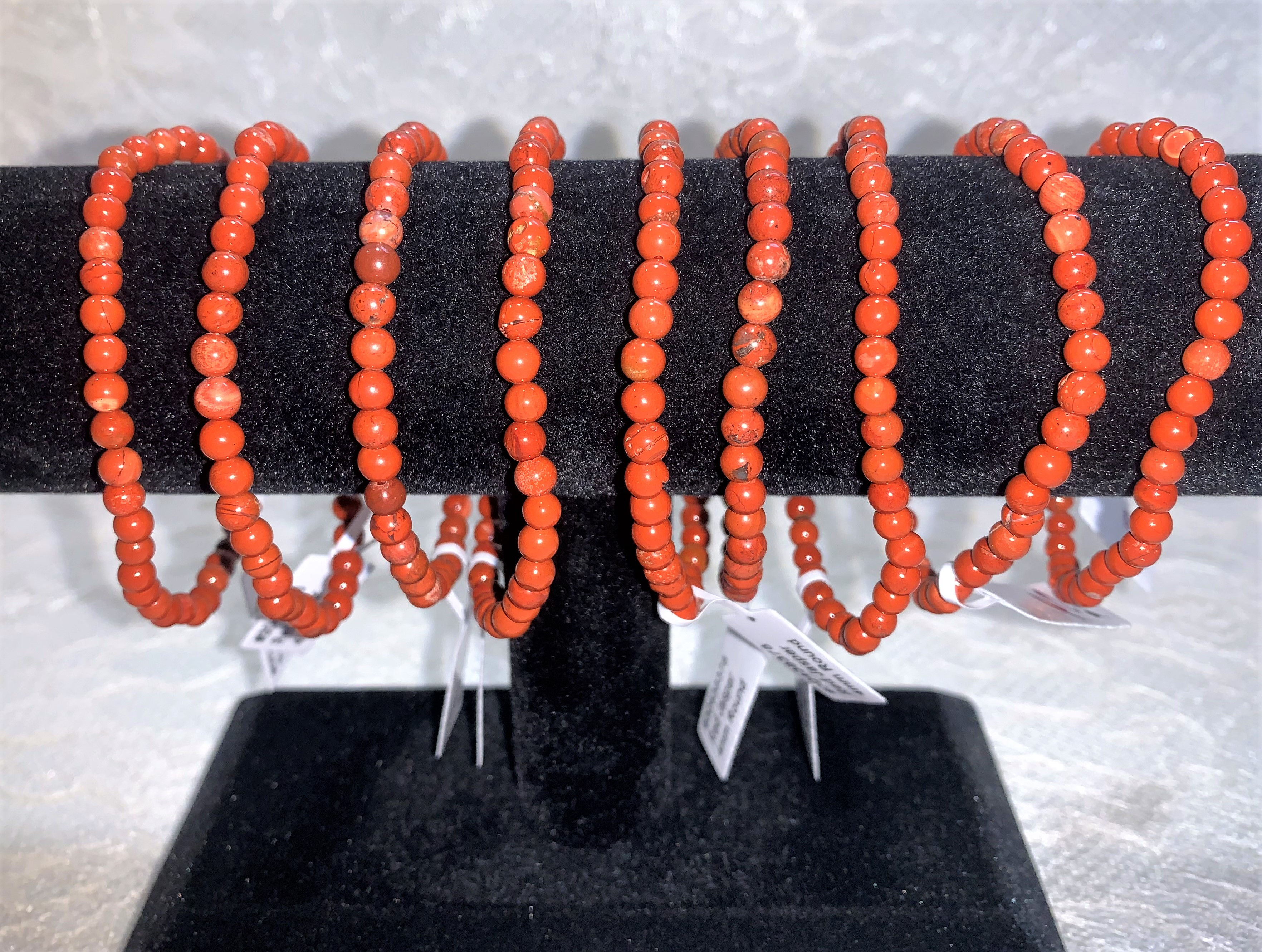 Red Jasper Reiki Infused Bracelet: 4mm Beads