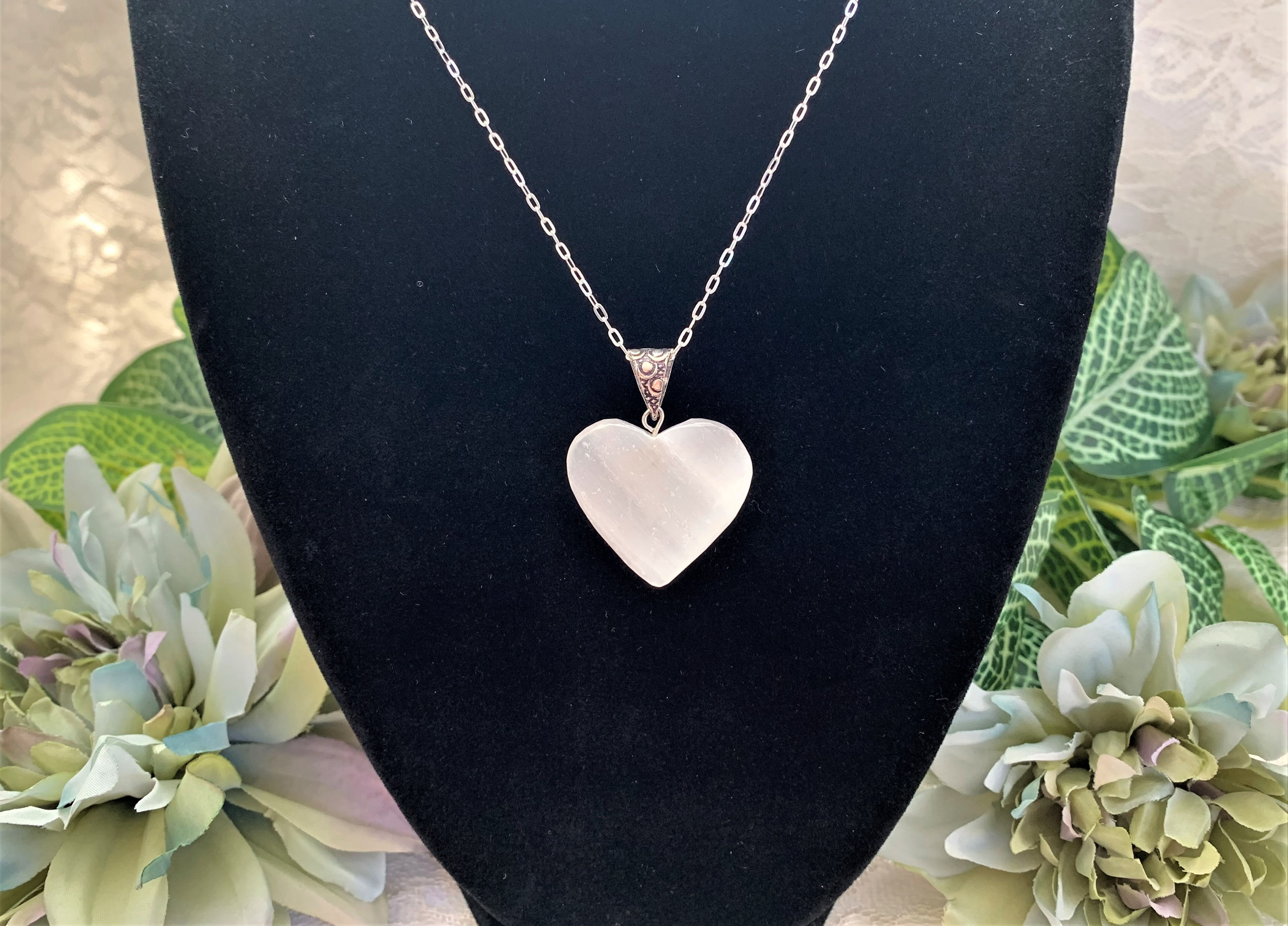 Selenite Heart Pendant
