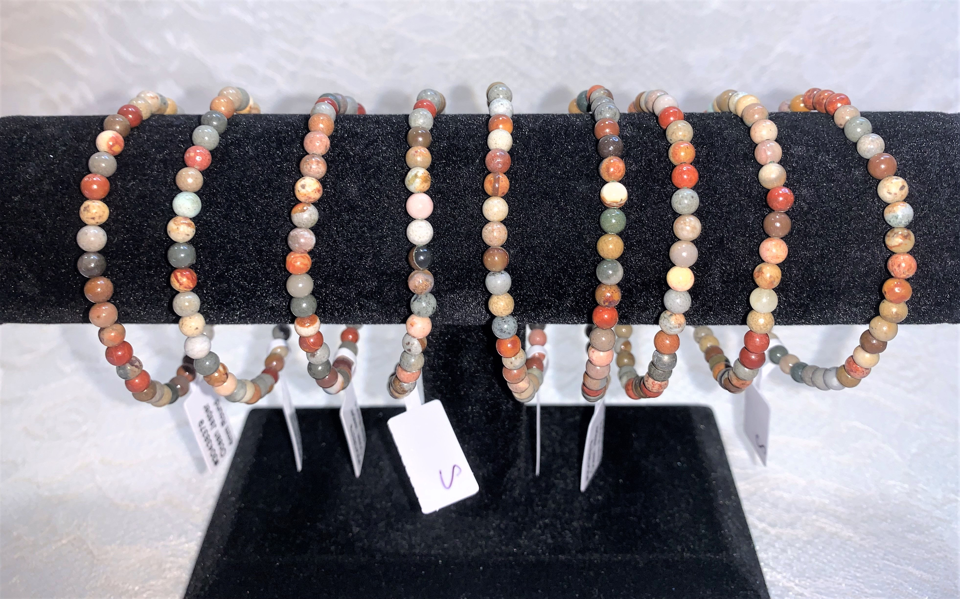 Ocean Jasper Reiki Infused Bracelet: 4mm Beads