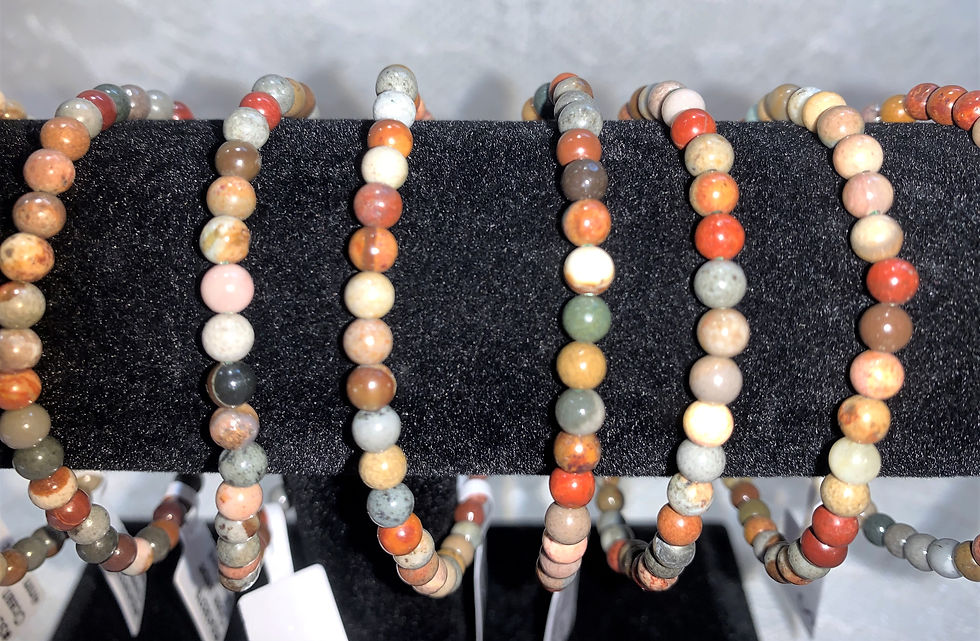 Thumbnail: Ocean Jasper Reiki Infused Bracelet: 4mm Beads