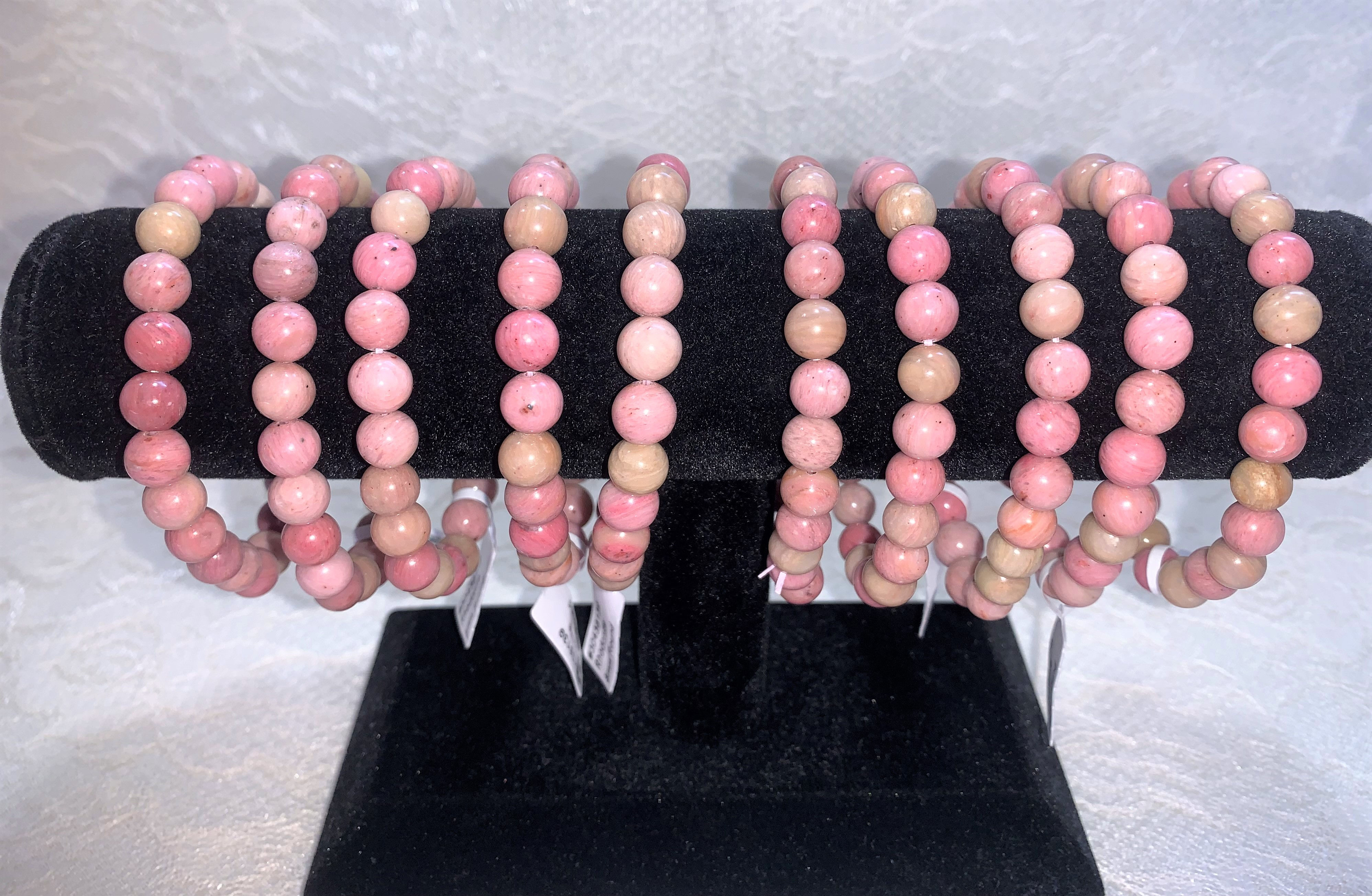 Rhodonite Reiki Infused Bracelet: 8mm Beads