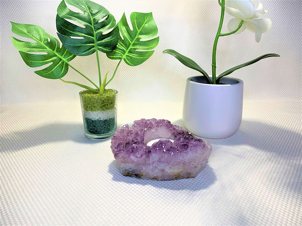 Thumbnail: Amethyst Crystal Tealight Holder with Druse on Top