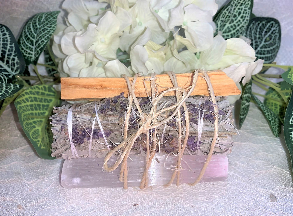 Energy Cleansing Bundle: White Sage with Lavender, Palo Santo & Selenite: Small