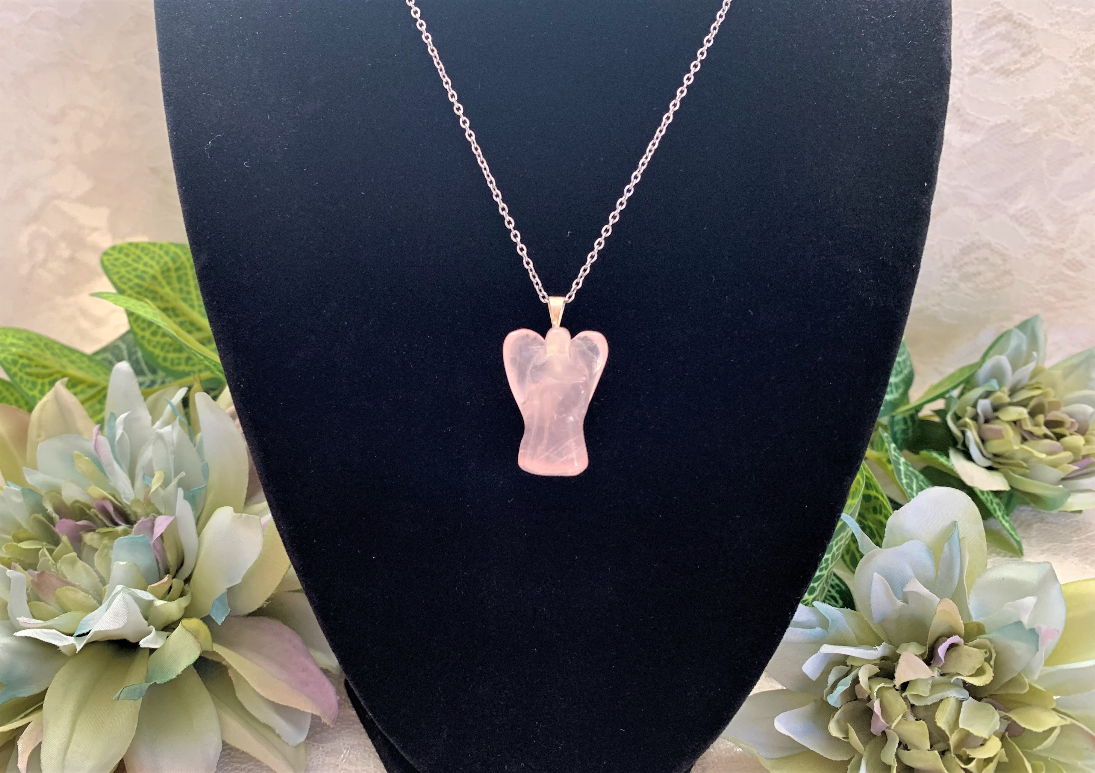 Rose Quartz Angel Pendant