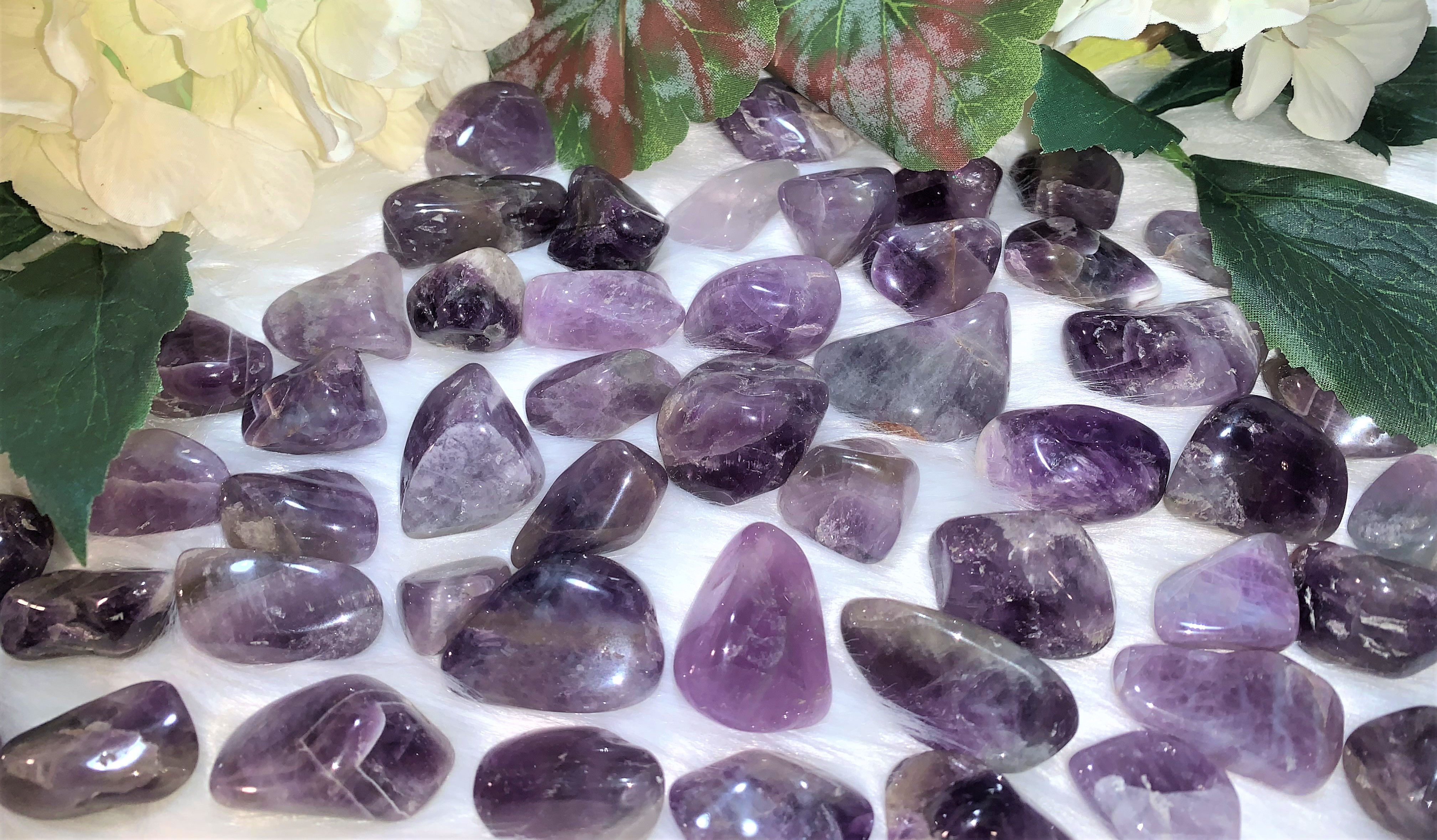 Chevron Amethyst Tumbled Crystal: Grade EX