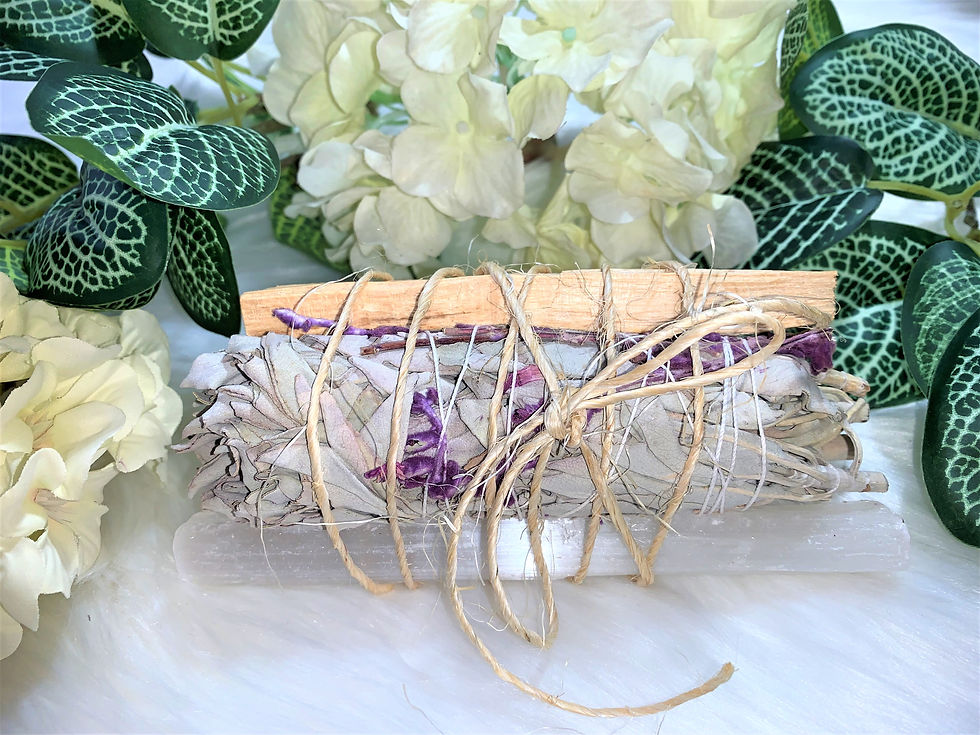 Energy Cleansing Bundle: White Sage with Lavender, Palo Santo & Selenite: Large