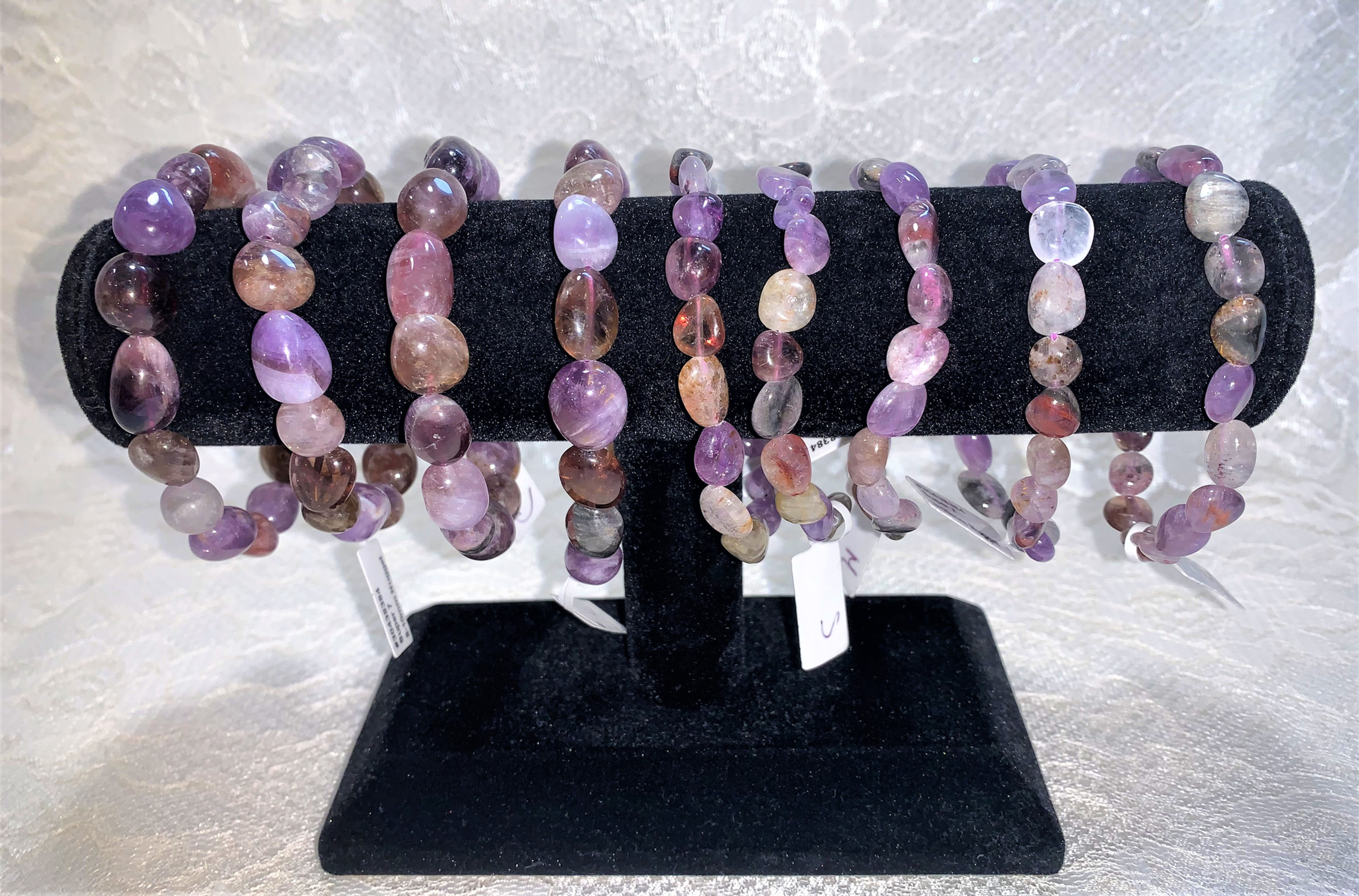 Super 7 Reiki Infused Bracelet: 8 & 10mm Nugget Beads