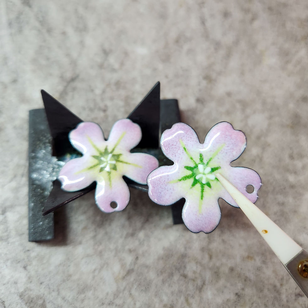 Thumbnail: Vitreous Enamel Geranium Solanderi Earrings