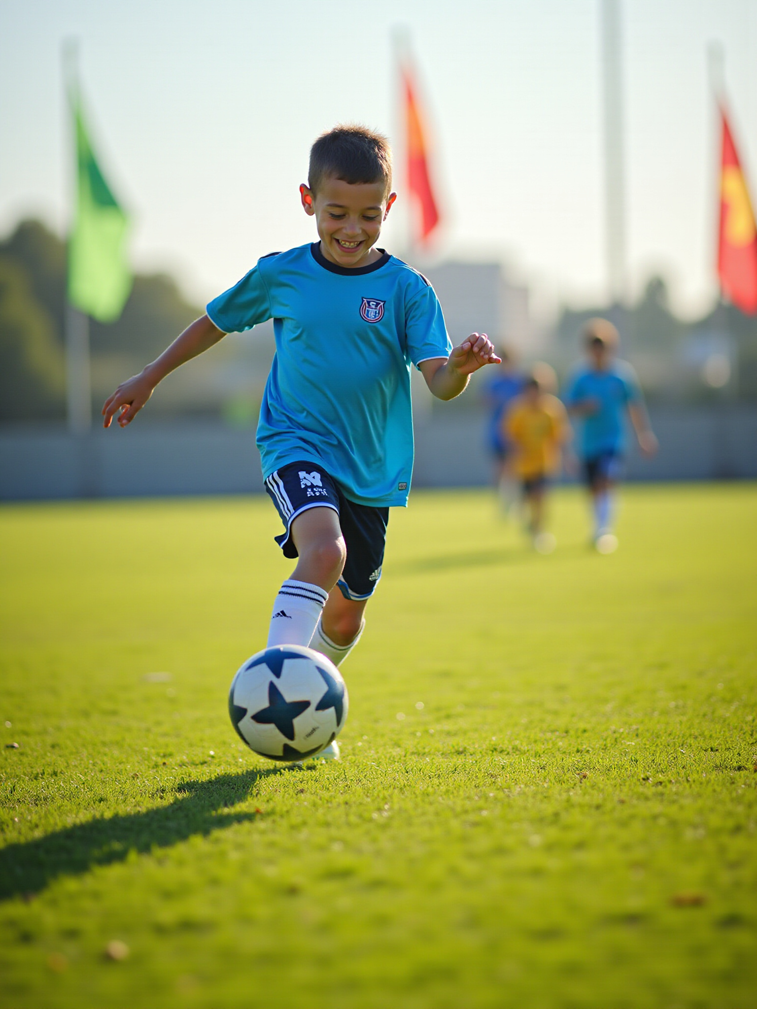 Boy player with soccer ball
