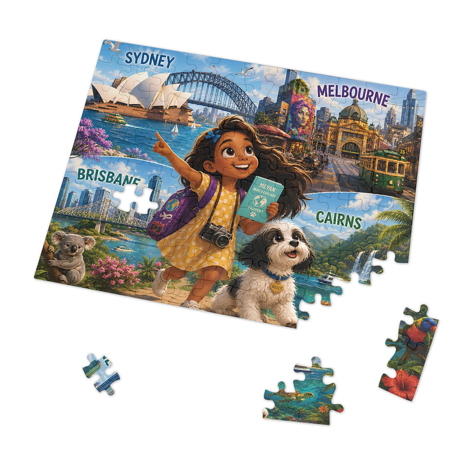 Thumbnail: Australia Adventure Jigsaw Puzzle-Tin"April and Reece"Travel Scene(3/ 110 pcs)