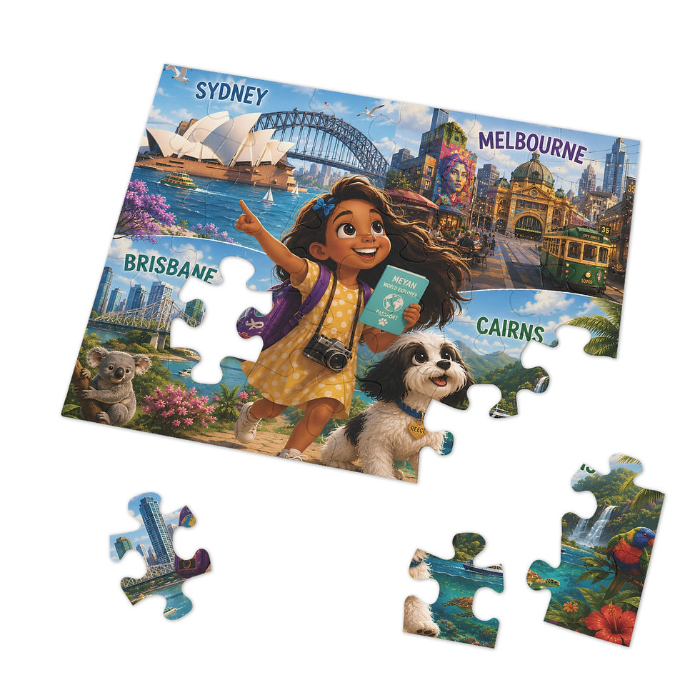 Thumbnail: Australia Adventure Jigsaw Puzzle-Tin"April and Reece"Travel Scene(3/ 110 pcs)