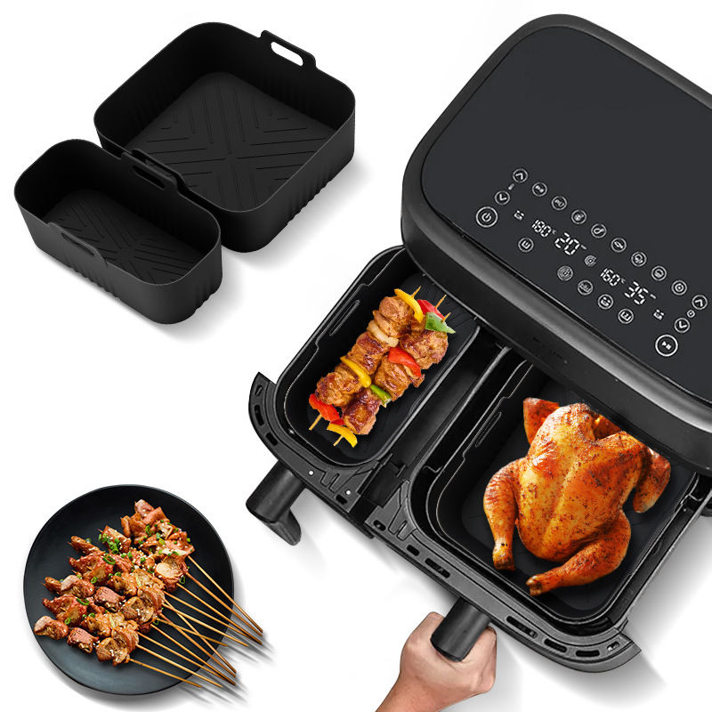 Thumbnail: Rectangle Air Fryer Silicone Liner 3L/6L Big Small Double Basket for Philips NA3