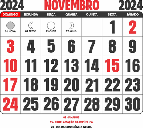 Quais são os feriados de novembro?