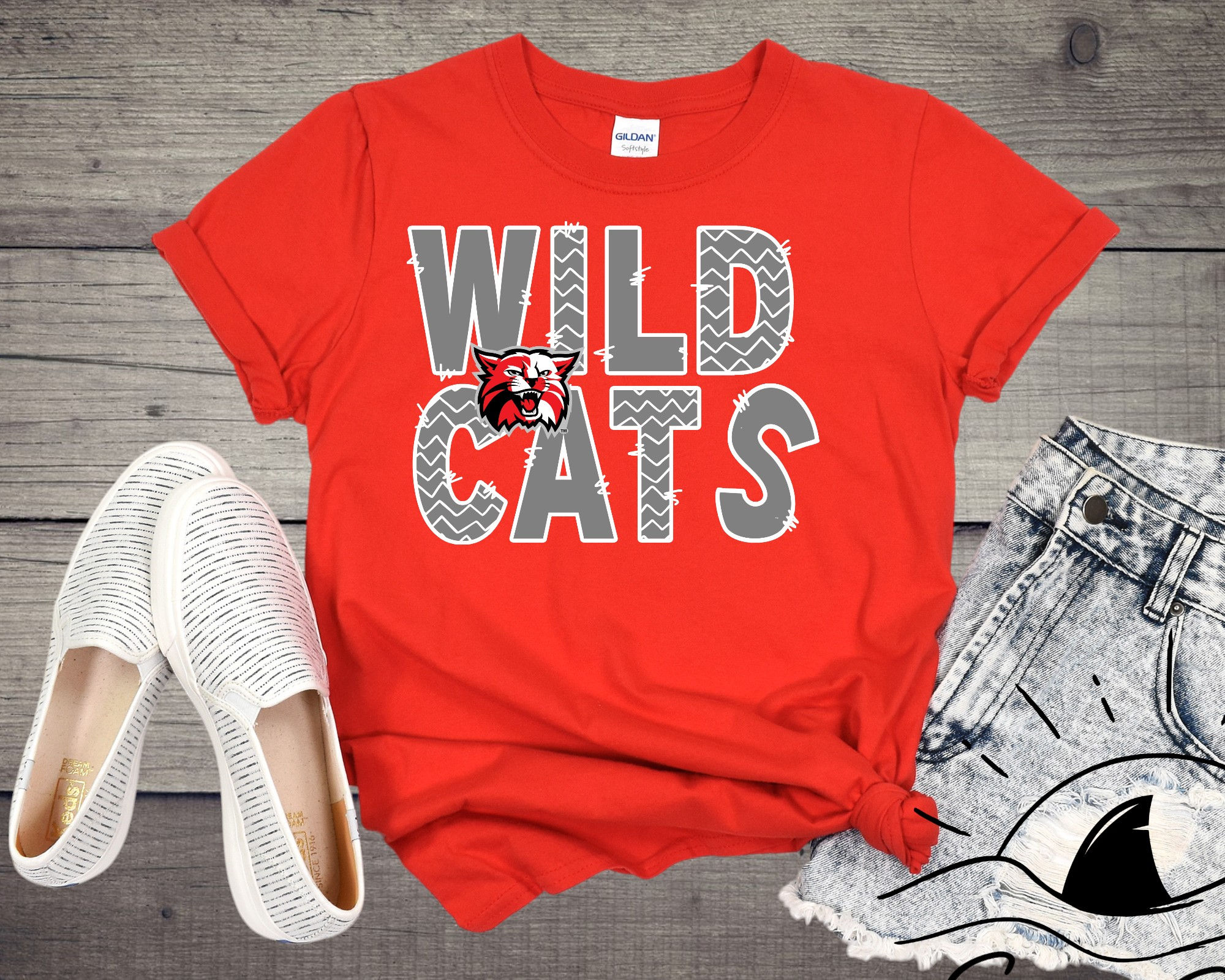 Wildcats- Grey on Red