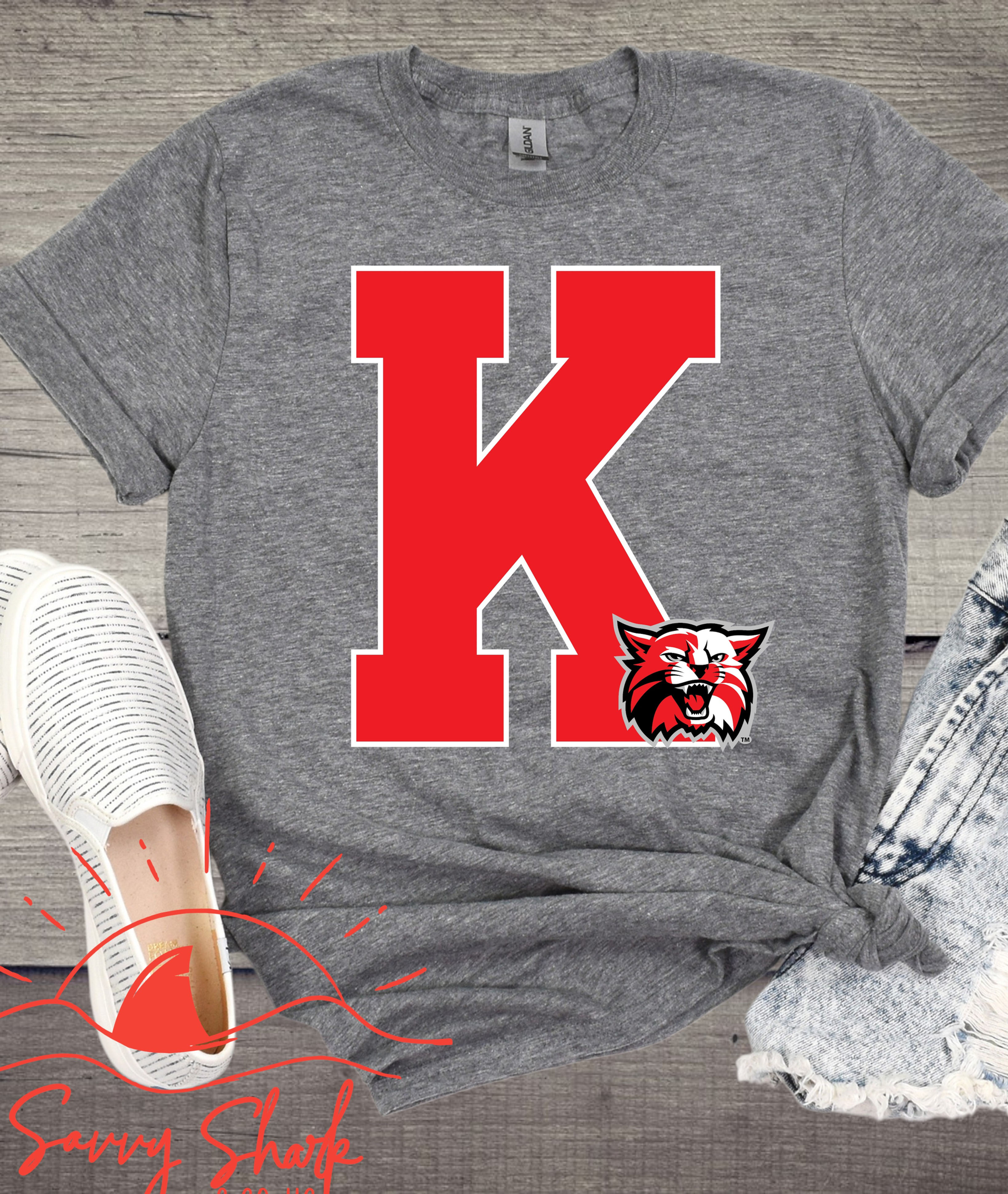 Red K on Graphite Grey