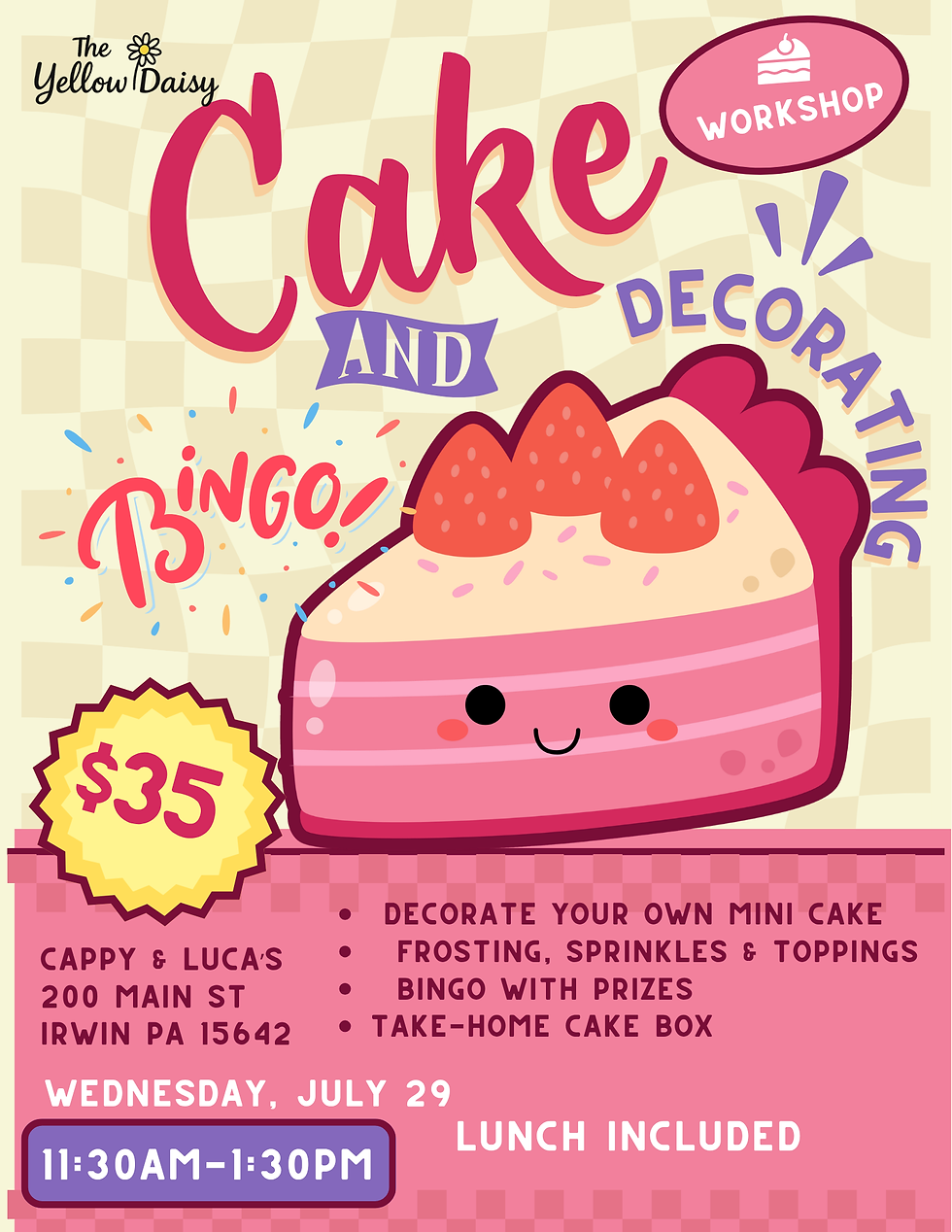 Mini Cake Decorating & Kids Bingo Lunch Party