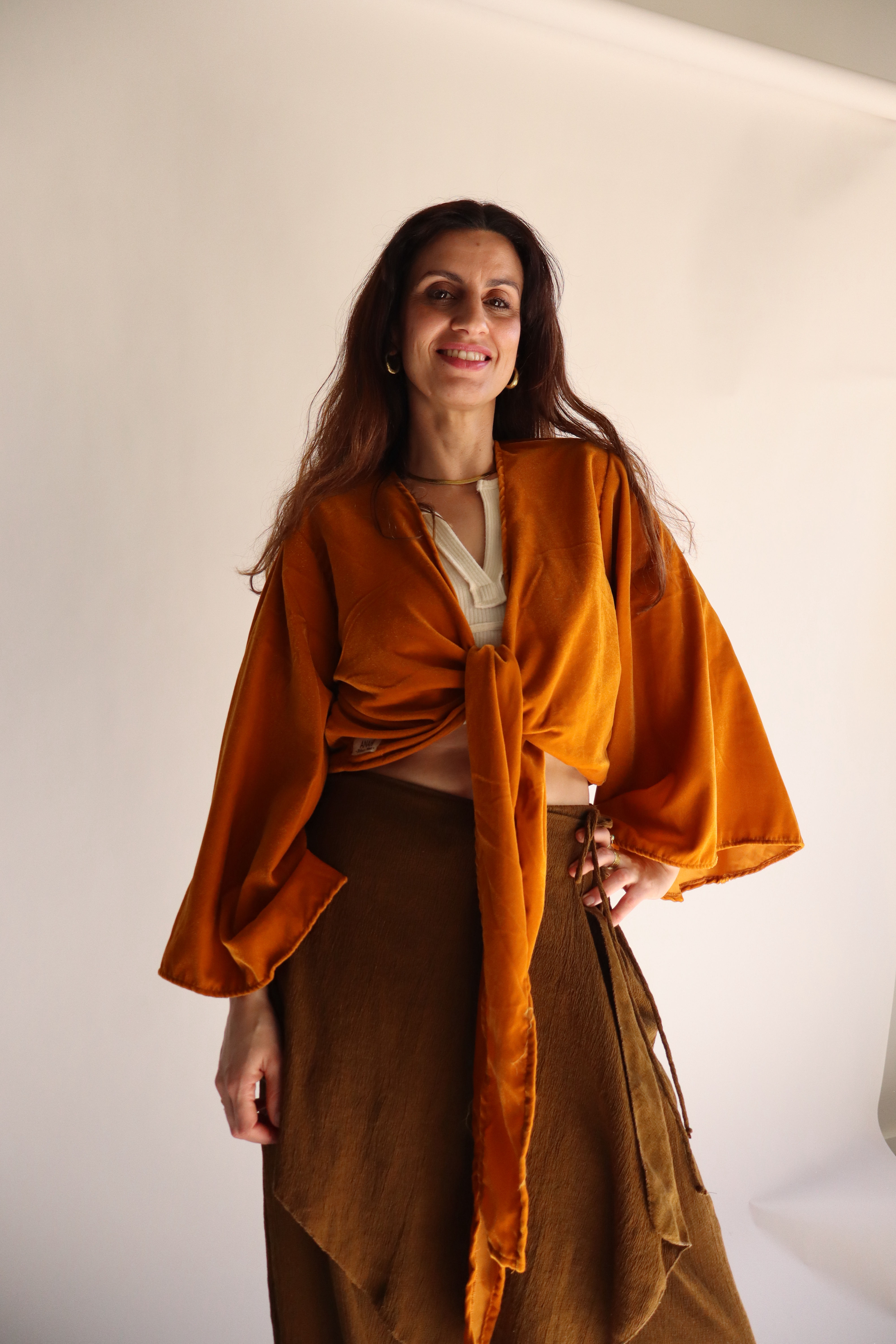 velvet top bell sleeve 