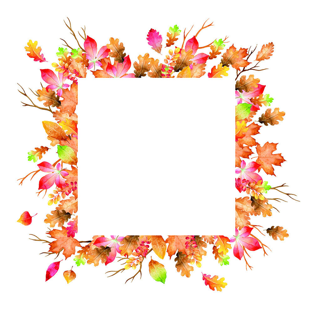 Feuille a l'unité "cadre feuilles automnales" 30x30cm