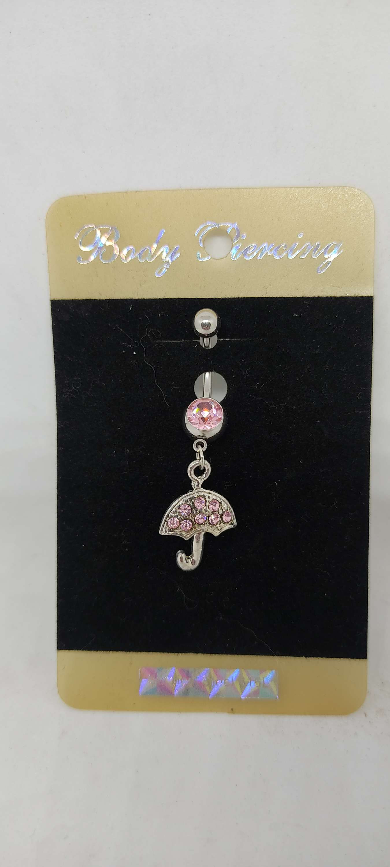 Piercing nombril parapluie strass roses