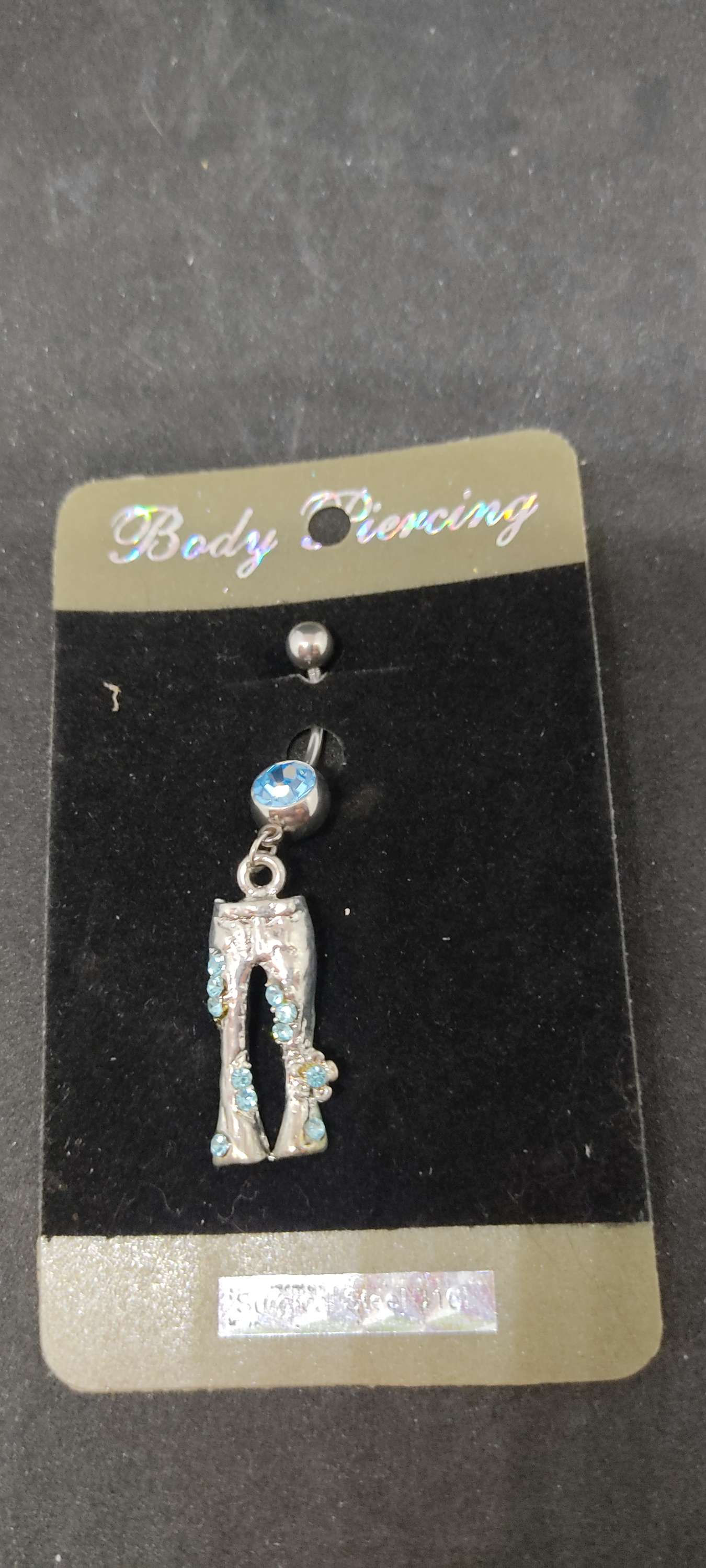 Piercing nombril pantalon strass bleus