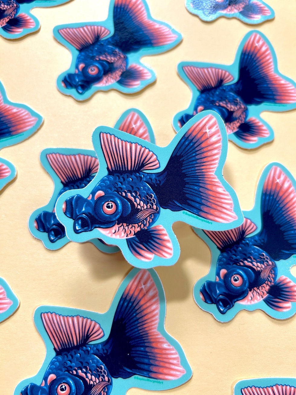 Fancy Black Goldfish Sticker