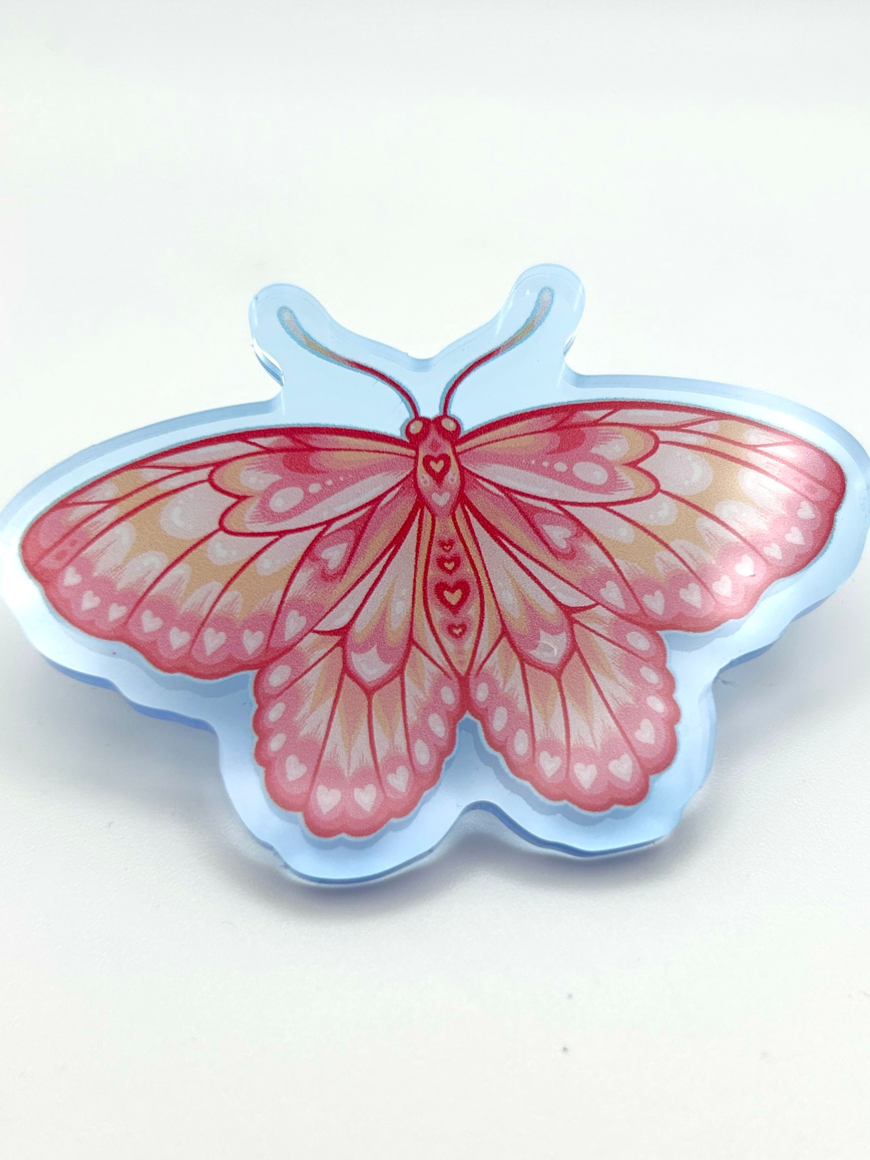 Coral Butterfly Acrylic Pin