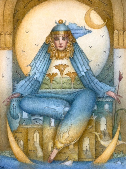 Carolin Leary Prinn, Carolin Prinn, The Islands of Niljora, figurative art, figurative painting, imaginative realism, fantastical realism, surreal painting, surreal art, new contemporary, fantasy artist, figurative artist, symbolic art, symbolism, mythology art, fantasy art, fairytale art, magical world, magic, painting, watercolour painting, mystical art, Tarot art