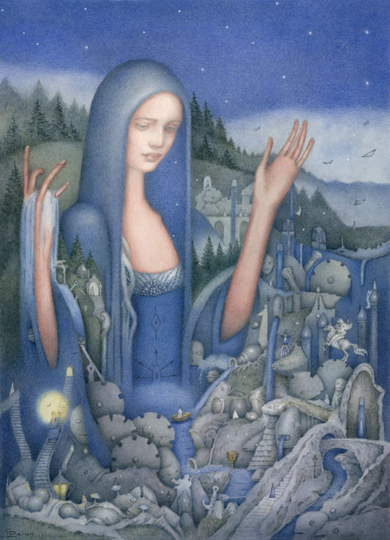 Carolin Leary Prinn, Carolin Prinn, The Islands of Niljora, figurative art, figurative painting, imaginative realism, fantastical realism, surreal painting, surreal art, new contemporary, fantasy artist, figurative artist, symbolic art, symbolism, mythology art, fantasy art, fairytale art, magical world, magic, painting, watercolour painting, mystical art