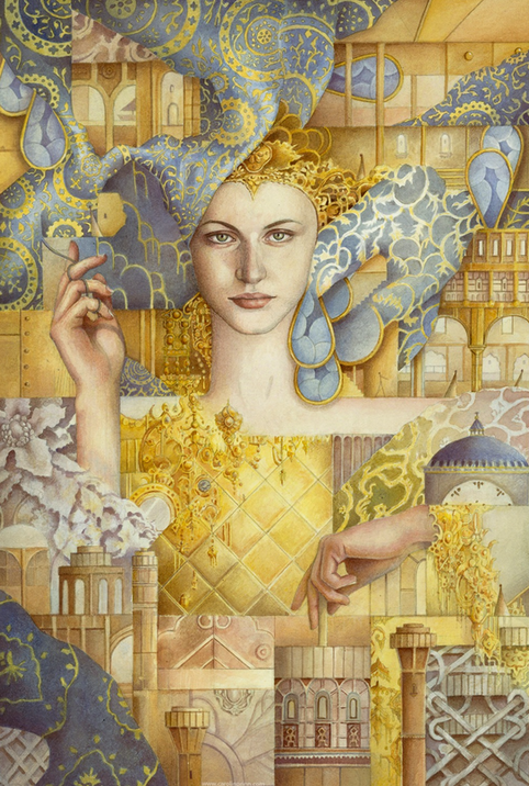 Carolin Leary Prinn, Carolin Prinn, The Islands of Niljora, figurative art, figurative painting, imaginative realism, fantastical realism, surreal painting, surreal art, contemporary artist, new contemporary art, realist painter, fantasy artist, figurative artist, symbolic art, symbolism, mythology art, fantasy art, fairytale art, magical world, magic, painting, watercolour painting, Lunar Codex, Beautiful Bizarre Magazine