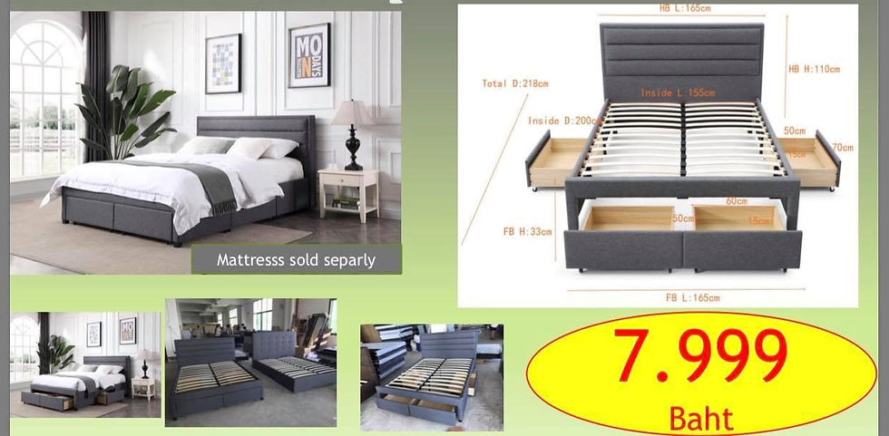 ภาพขนาดย่อ: TERRENCE GREY - BED QUEEN SIZE - 165 ซม.