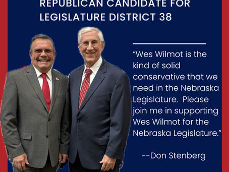 Former Attorney General and State Treasurer Don Stenberg Endorses Wes Wilmot