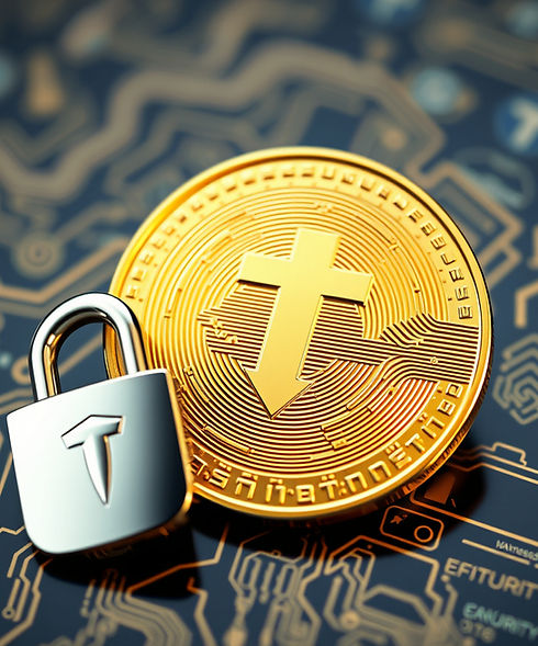 image with tether USDT coin(coin with T written in the middle) and security.jpg