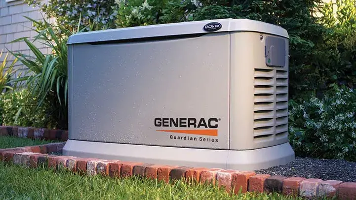 A generator installed on the backside of a house