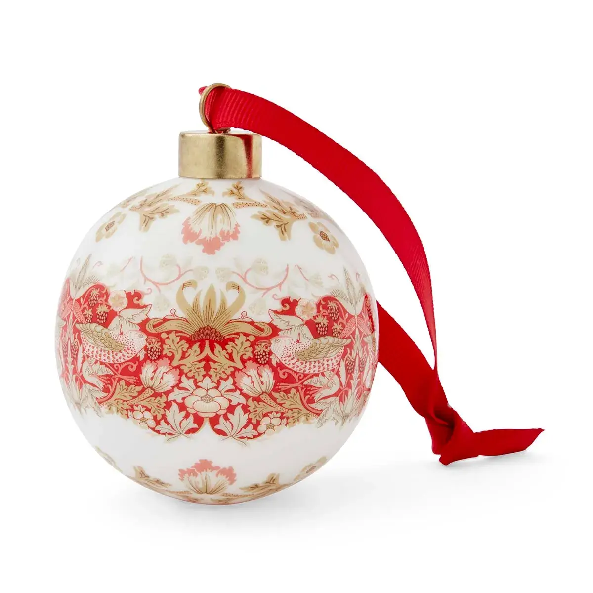 Strawberry Thief Indian Red Bauble