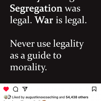 An Instagram post about legality and morality