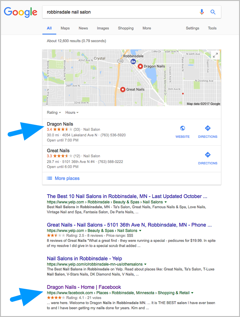 nail salon Google search