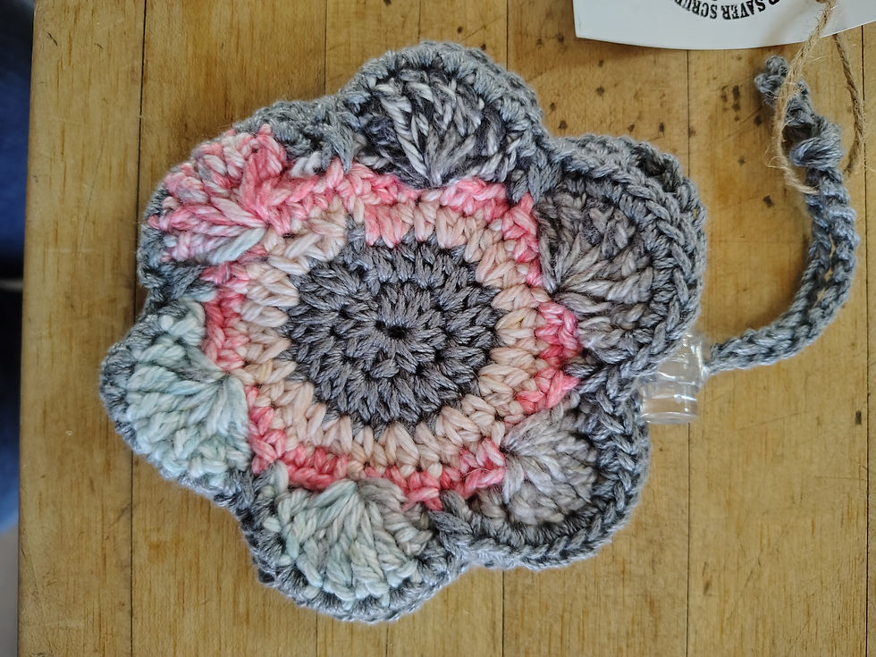 Grey Hibiscus Cotton Drawstring Pouch