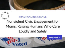 Two women in conversation at a wooden table, holding mugs. Text: "Nonviolent Communication: Making Hard Conversations a Little Bit Easier." Cozy setting.