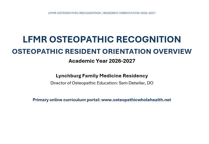 Original cover: Osteopathic Recognition Program Resident Orientation